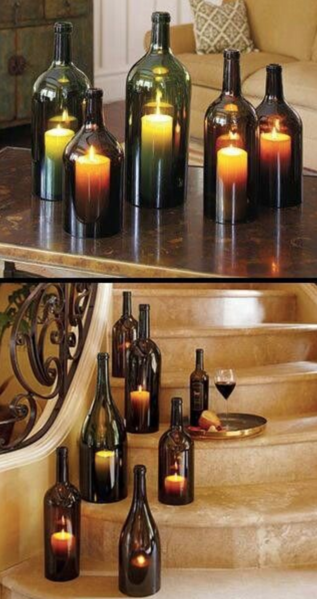 lamparas con botellas de vino